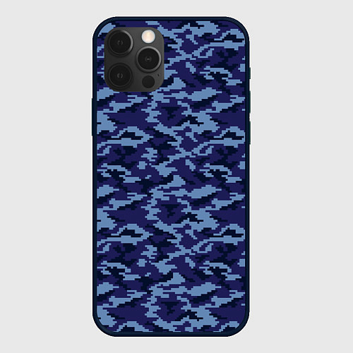 Чехол iPhone 12 Pro Камуфляж охрана синий / 3D-Черный – фото 1