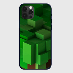 Чехол для iPhone 12 Pro Зелёный блоковый паттерн, цвет: 3D-черный