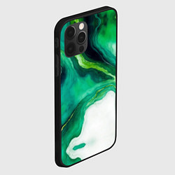 Чехол для iPhone 12 Pro Жидкий изумруд в стиле арт, цвет: 3D-черный — фото 2