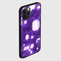 Чехол для iPhone 12 Pro Фиолетовые кибернетические схемы неон, цвет: 3D-черный — фото 2