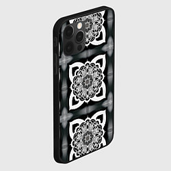 Чехол для iPhone 12 Pro Квадратная мандала узор, цвет: 3D-черный — фото 2