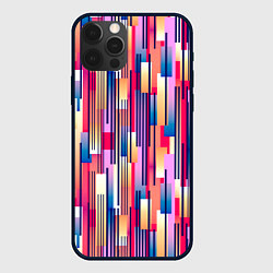 Чехол для iPhone 12 Pro Яркие спортивные полоски, цвет: 3D-черный