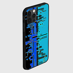 Чехол для iPhone 12 Pro Кибер-глитч синий, цвет: 3D-черный — фото 2