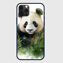 Чехол для iPhone 12 Pro Панда акварель, цвет: 3D-черный