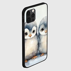 Чехол для iPhone 12 Pro Милые пингвины акварель, цвет: 3D-черный — фото 2