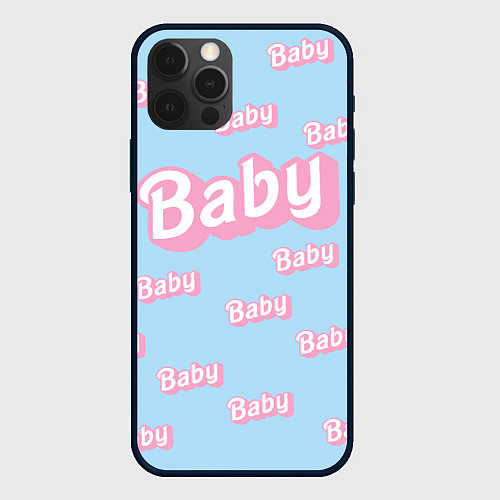 Чехол iPhone 12 Pro Baby - Barbie style: blue pattern / 3D-Черный – фото 1