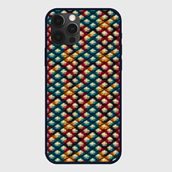 Чехол для iPhone 12 Pro Вязанная цветная текстура, цвет: 3D-черный