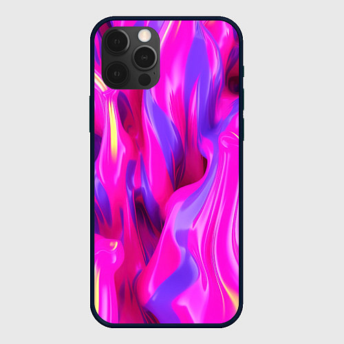 Чехол iPhone 12 Pro Pink blue texture / 3D-Черный – фото 1