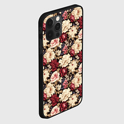 Чехол для iPhone 12 Pro Винтажные цветы паттерн, цвет: 3D-черный — фото 2