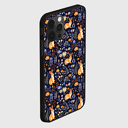 Чехол для iPhone 12 Pro Оранжевые зайчики в траве на синем фоне, цвет: 3D-черный — фото 2
