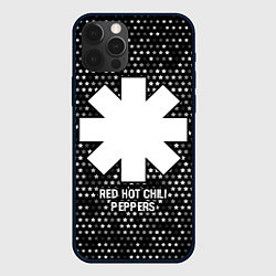 Чехол для iPhone 12 Pro Red Hot Chili Peppers glitch на темном фоне, цвет: 3D-черный