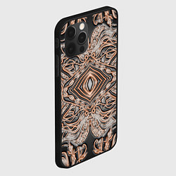 Чехол для iPhone 12 Pro Выпуклая мандала на тиснённой коже, цвет: 3D-черный — фото 2