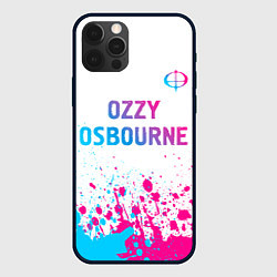 Чехол для iPhone 12 Pro Ozzy Osbourne neon gradient style: символ сверху, цвет: 3D-черный