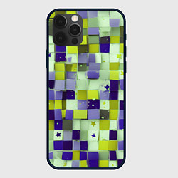 Чехол для iPhone 12 Pro Ретро квадраты болотные, цвет: 3D-черный