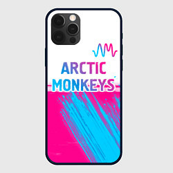Чехол для iPhone 12 Pro Arctic Monkeys neon gradient style: символ сверху, цвет: 3D-черный