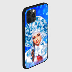 Чехол для iPhone 12 Pro Красивая русская снегурочка, цвет: 3D-черный — фото 2