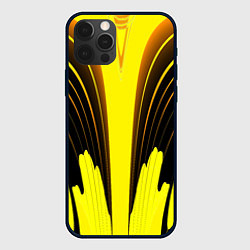 Чехол для iPhone 12 Pro Черно-желтые мотивы, цвет: 3D-черный
