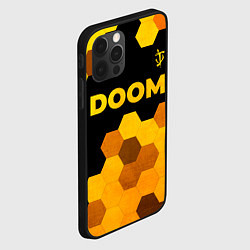 Чехол для iPhone 12 Pro Doom - gold gradient: символ сверху, цвет: 3D-черный — фото 2