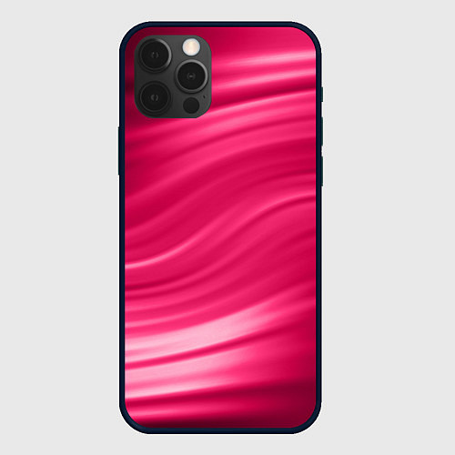 Чехол iPhone 12 Pro Абстрактный волнистый узор в красно-розовых тонах / 3D-Черный – фото 1