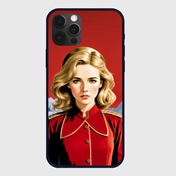Чехол для iPhone 12 Pro Девушка в красной униформе, цвет: 3D-черный