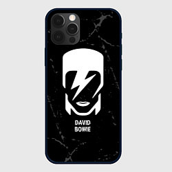 Чехол для iPhone 12 Pro David Bowie glitch на темном фоне, цвет: 3D-черный