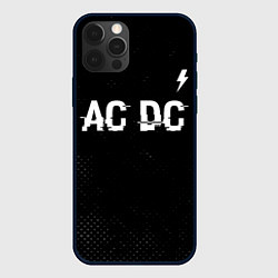 Чехол для iPhone 12 Pro AC DC glitch на темном фоне: символ сверху, цвет: 3D-черный