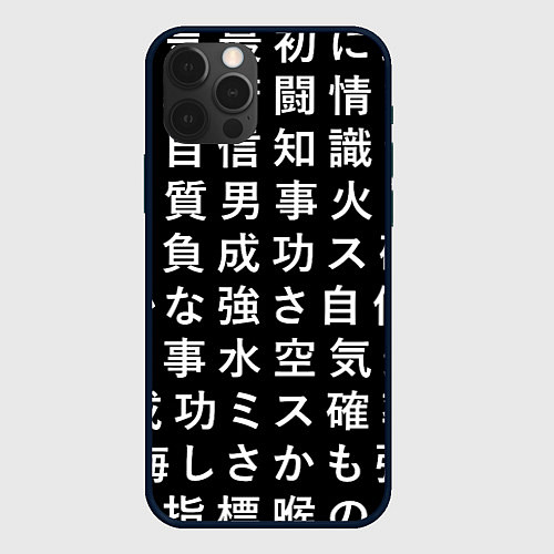Чехол iPhone 12 Pro Сто иероглифов на черном фоне / 3D-Черный – фото 1