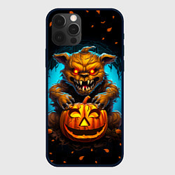 Чехол для iPhone 12 Pro Halloween - страшный медведь с тыквой, цвет: 3D-черный