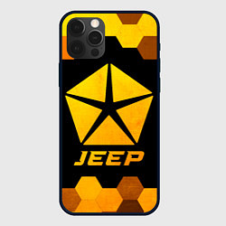 Чехол для iPhone 12 Pro Jeep - gold gradient, цвет: 3D-черный