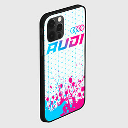 Чехол для iPhone 12 Pro Audi neon gradient style: символ сверху, цвет: 3D-черный — фото 2