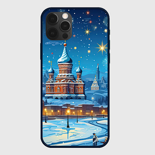 Чехол iPhone 12 Pro Новогодняя Москва / 3D-Черный – фото 1