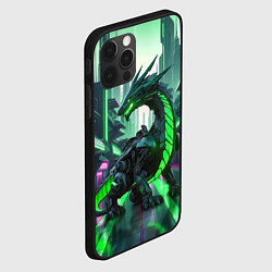 Чехол для iPhone 12 Pro Неоновый зеленый дракон, цвет: 3D-черный — фото 2