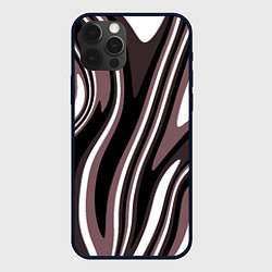 Чехол для iPhone 12 Pro Абстракция пыльно-розовый и чёрный, цвет: 3D-черный