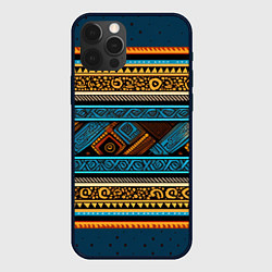 Чехол для iPhone 12 Pro Этнический рисунок в горизонтальную полоску, цвет: 3D-черный