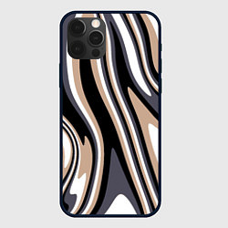 Чехол для iPhone 12 Pro Абстракция чёрно-бежевая, цвет: 3D-черный