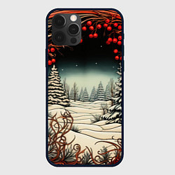 Чехол для iPhone 12 Pro Новый год природа, цвет: 3D-черный