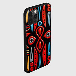 Чехол для iPhone 12 Pro Красно-синий узор в африканском стиле, цвет: 3D-черный — фото 2