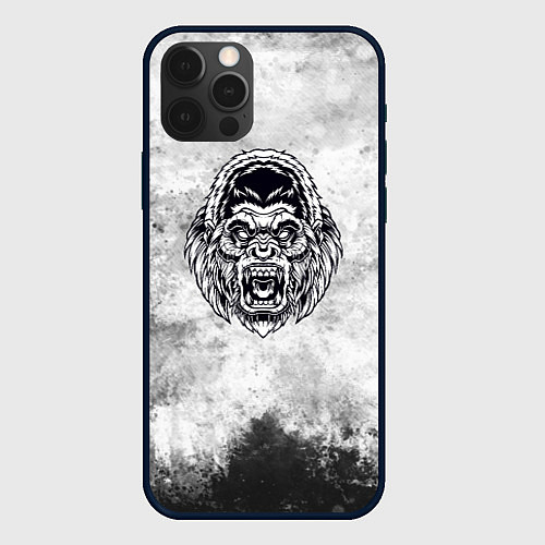 Чехол iPhone 12 Pro Texture - разозленная горилла / 3D-Черный – фото 1