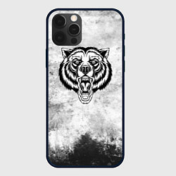 Чехол для iPhone 12 Pro Texture - медведь в ярости, цвет: 3D-черный