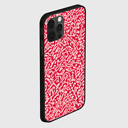 Чехол для iPhone 12 Pro Белые узоры на красном фоне, цвет: 3D-черный — фото 2
