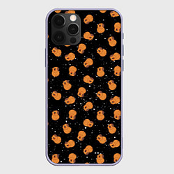 Чехол для iPhone 12 Pro Мини капибары в космосе, цвет: 3D-светло-сиреневый