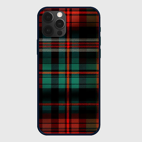 Чехол iPhone 12 Pro Красно-зелёная шотландская клетка / 3D-Черный – фото 1