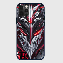 Чехол для iPhone 12 Pro Красный неоновый кибер демон, цвет: 3D-черный