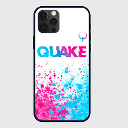Чехол для iPhone 12 Pro Quake neon gradient style посередине, цвет: 3D-черный
