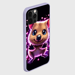 Чехол для iPhone 12 Pro Квокка улыбака с розовыми сердечками, цвет: 3D-светло-сиреневый — фото 2