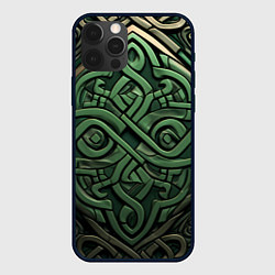 Чехол для iPhone 12 Pro Симметричный узор в ирландском стиле, цвет: 3D-черный