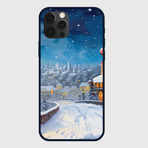 Чехол iPhone 12 Pro Москва новый год / 3D-Черный – фото 1