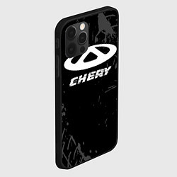 Чехол для iPhone 12 Pro Chery speed на темном фоне со следами шин, цвет: 3D-черный — фото 2
