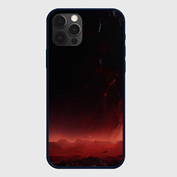 Чехол для iPhone 12 Pro Красно черная космическая планета, цвет: 3D-черный