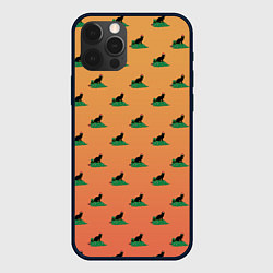 Чехол для iPhone 12 Pro Черный кот в новогодней шапке уронил елку, цвет: 3D-черный